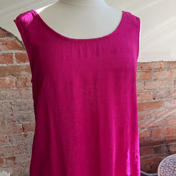 Karin Stevens Fucsia Pink Flower  Sleeveless Dress LARGE - Picture 4 of 6